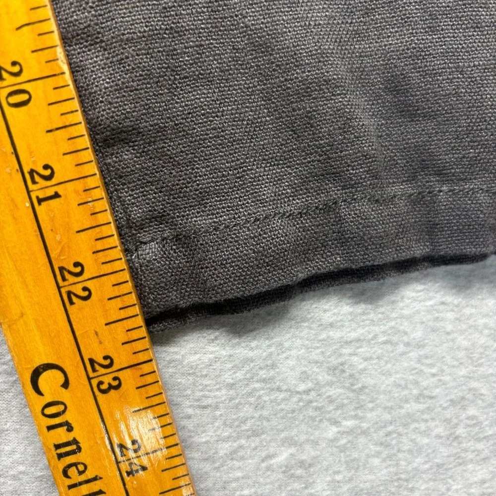 Zara Womens XL Charcoal Grey Linen Blend Elastic Waist Straight Leg Crop Pants